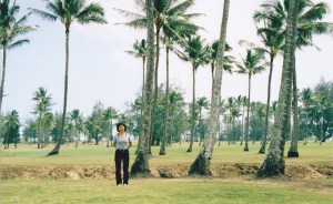A coconut girl in a coconut grove?