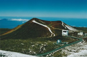On  top of Mauna Kea volcano, the highest mountain on earth: 12,000 m above the sea bed!